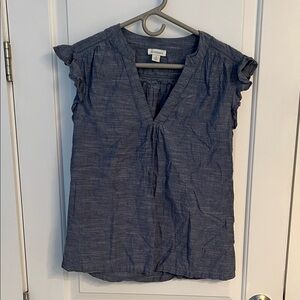 Sundance Navy Ruffle Sleeve Blouse